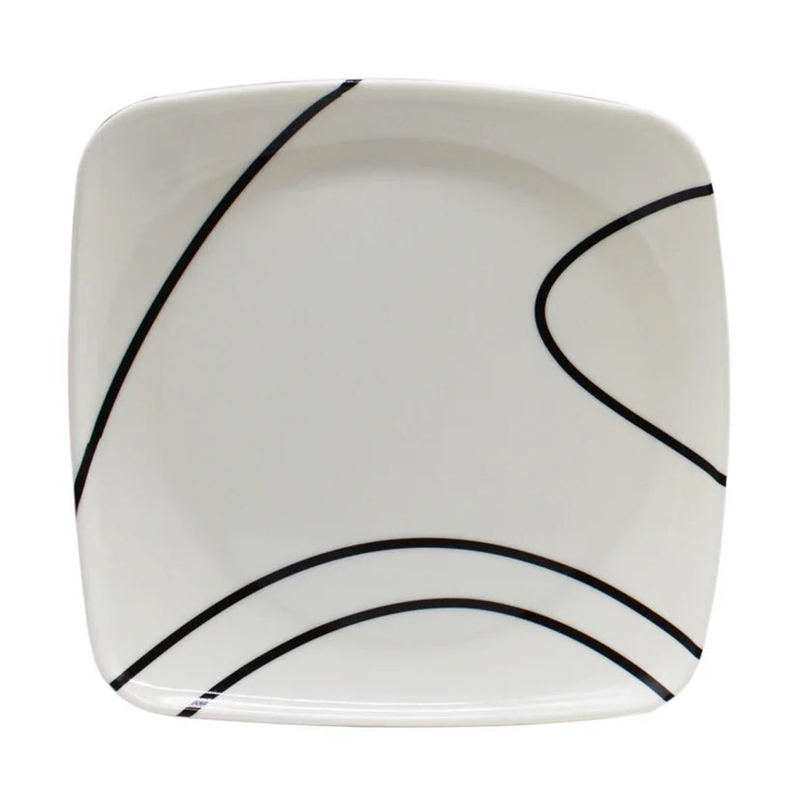 Vajilla Melamina Primavera Blanca Líneas Negras Cuadrada 16 Piezas 4 Puestos 2