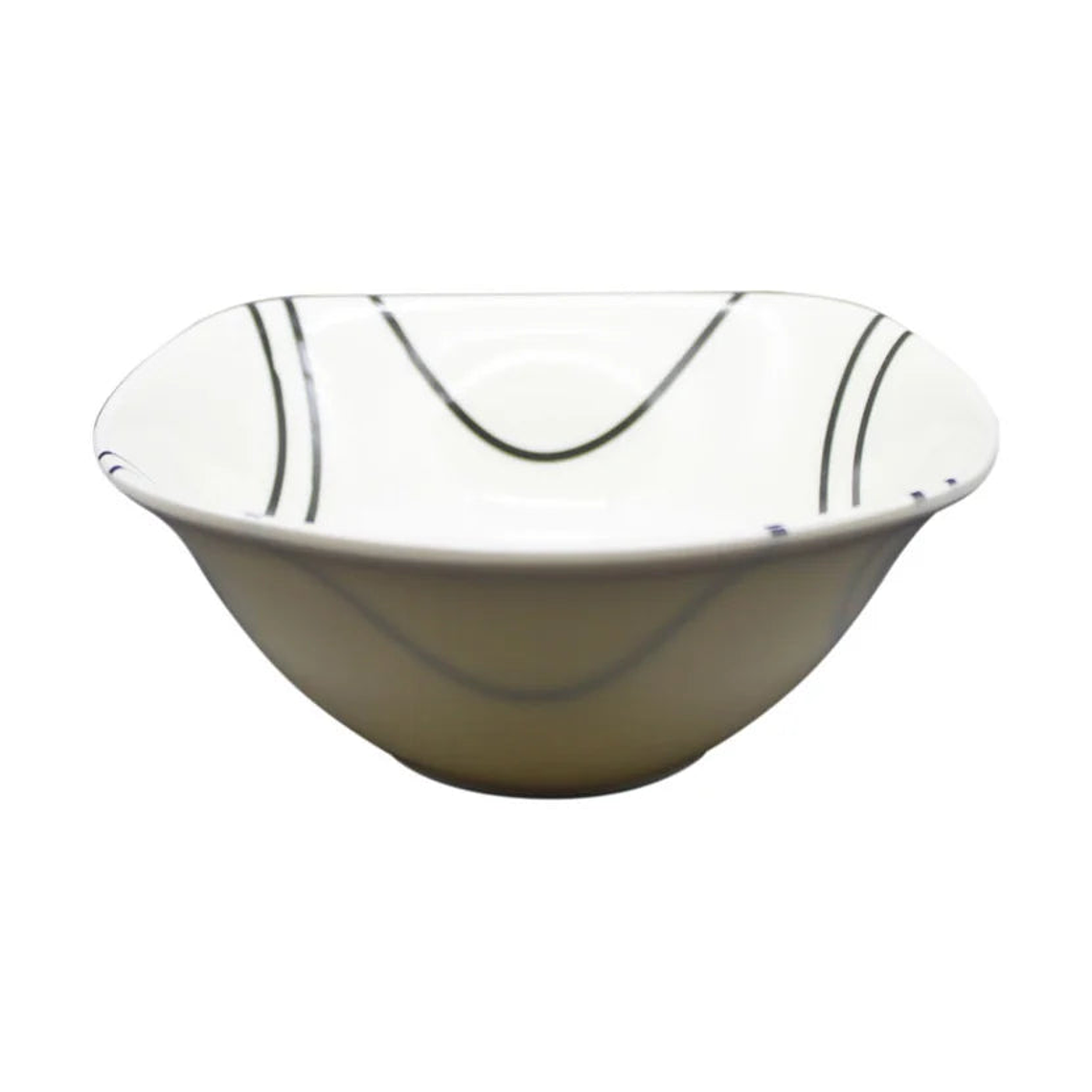 Vajilla Melamina Primavera Blanca Líneas Negras Cuadrada 16 Piezas 4 Puestos 4