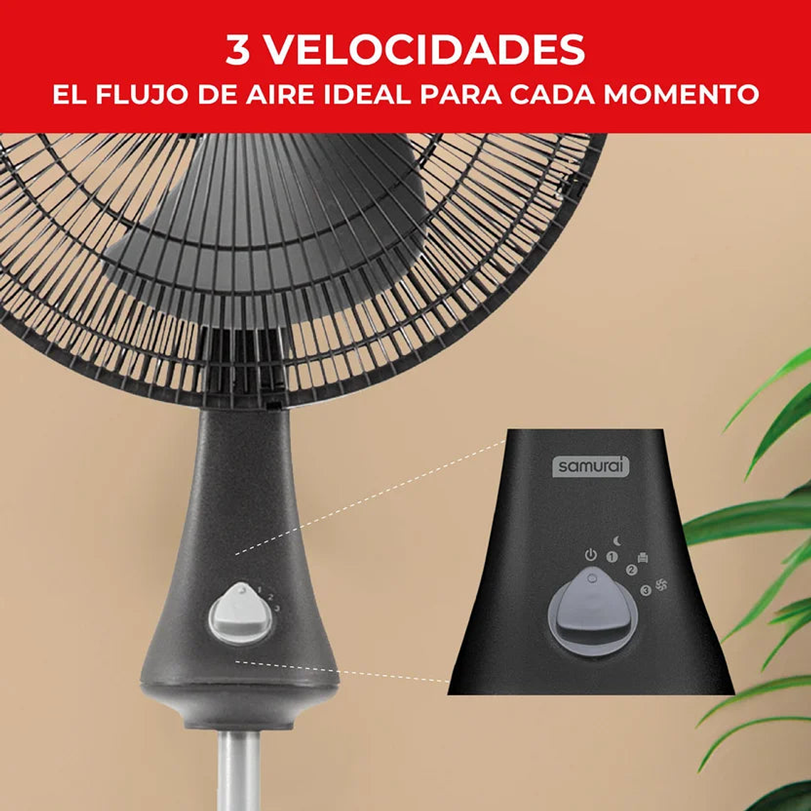 Ventilador SAMURAI Tropical Plus Negro 3