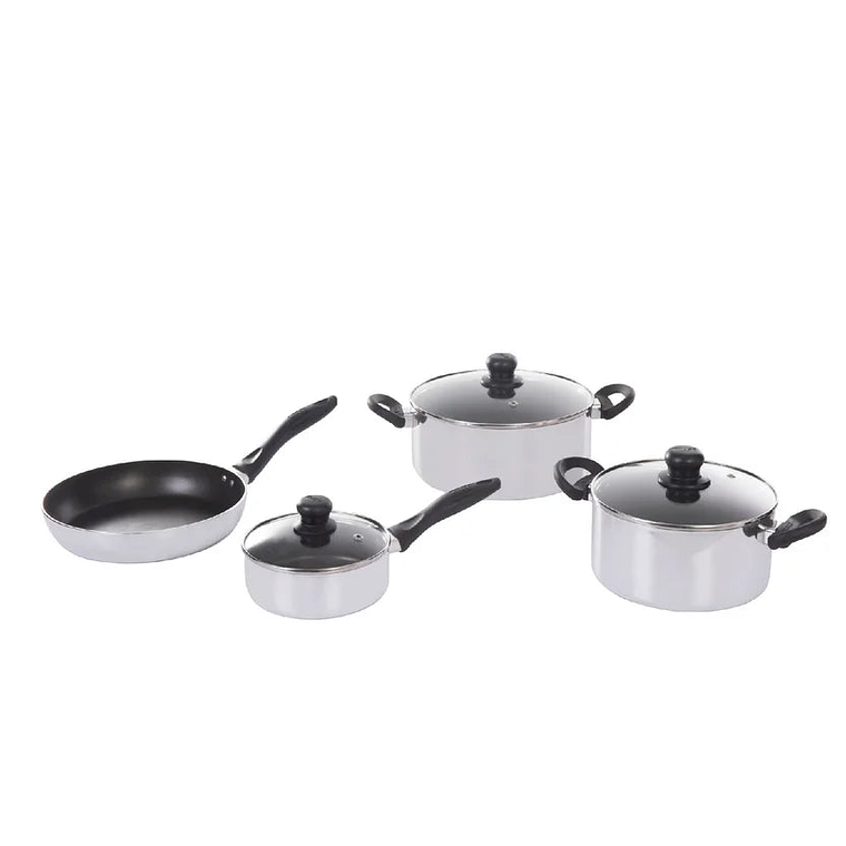 Bateria de Cocina 7 Piezas Aluminio Tapa Vidrio 1