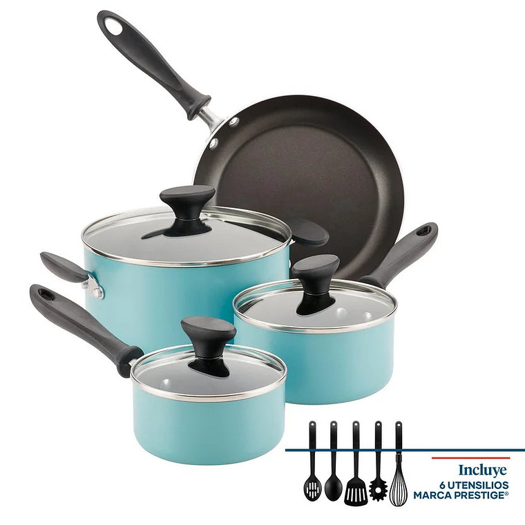 Juego de Ollas de 12 Piezas con Antiadherente Farberware Realiance Azul Aqua 2