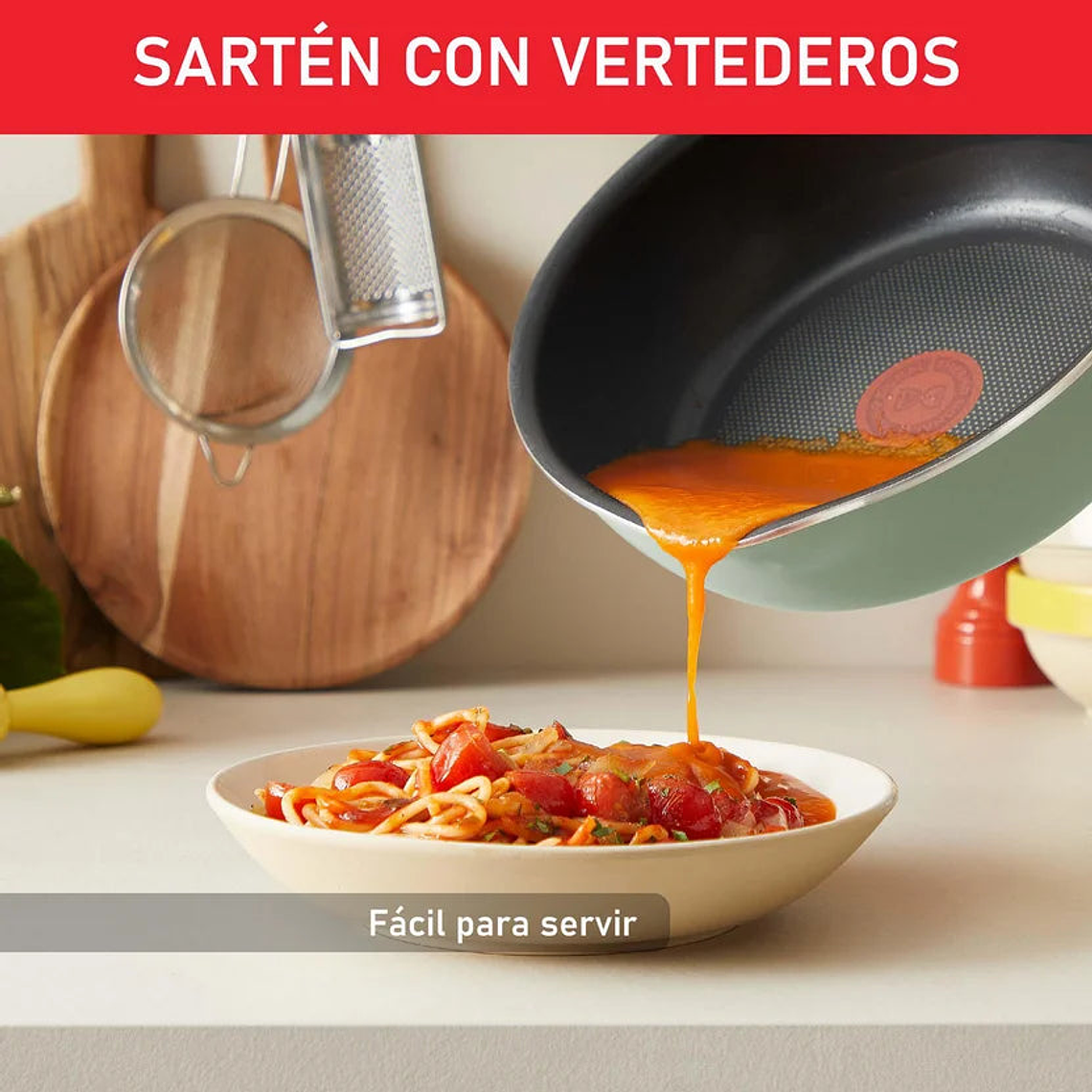 Multisartén 3 en 1 (Sartén-Wok-Perol) de 24 cm Antiadherente, con Tapa de Vidrio y Vertedero One Pick Pot Pan Beige 1