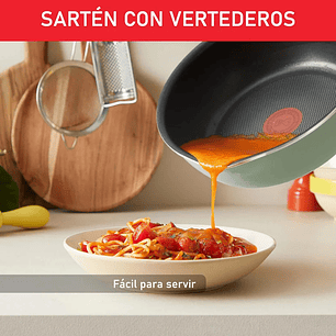 Multisartén 3 en 1 (Sartén-Wok-Perol) de 24 cm Antiadherente, con Tapa de Vidrio y Vertedero One Pick Pot Pan Beige