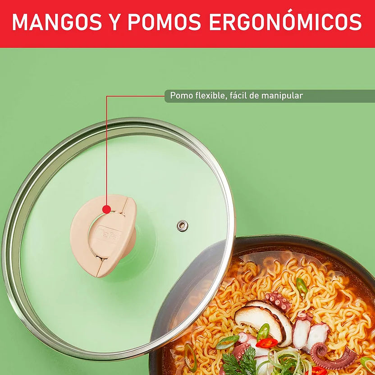 Multisartén 3 en 1 (Sartén-Wok-Perol) de 24 cm Antiadherente, con Tapa de Vidrio y Vertedero One Pick Pot Pan Beige 2