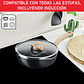 Multisartén 3 en 1 (Sartén-Wok-Perol) de 24 cm Antiadherente, con Tapa de Vidrio y Vertedero One Pick Pot Pan Beige - Miniatura 3