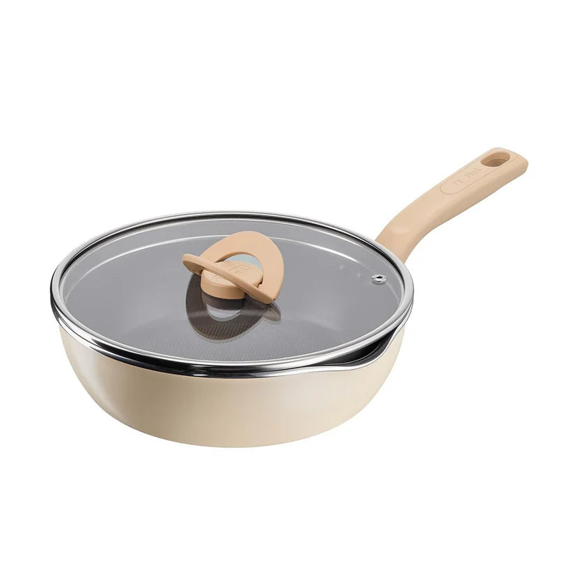 Multisartén 3 en 1 (Sartén-Wok-Perol) de 24 cm Antiadherente, con Tapa de Vidrio y Vertedero One Pick Pot Pan Beige 5