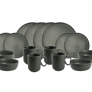 Vajilla 16 piezas cerámica gris