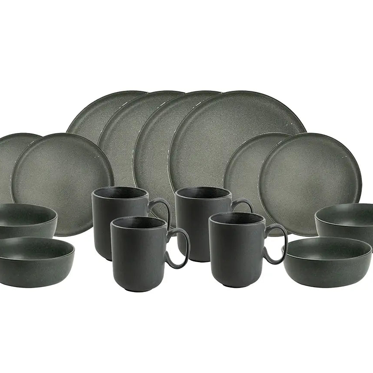 Vajilla 16 piezas cerámica gris 1