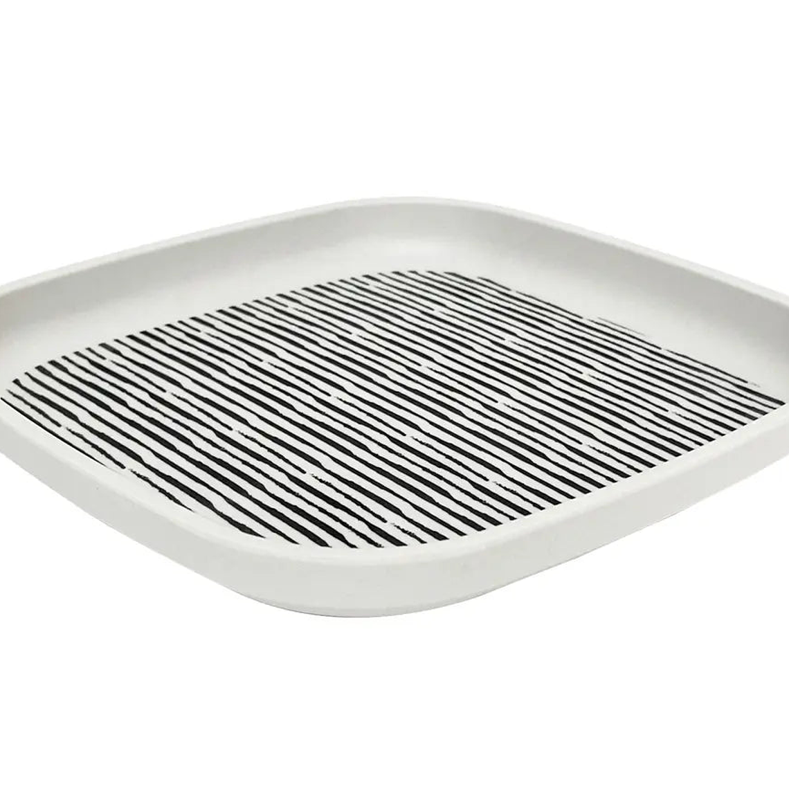Plato biobamboo Rayas blanco/negro 18.1x2 cm 1