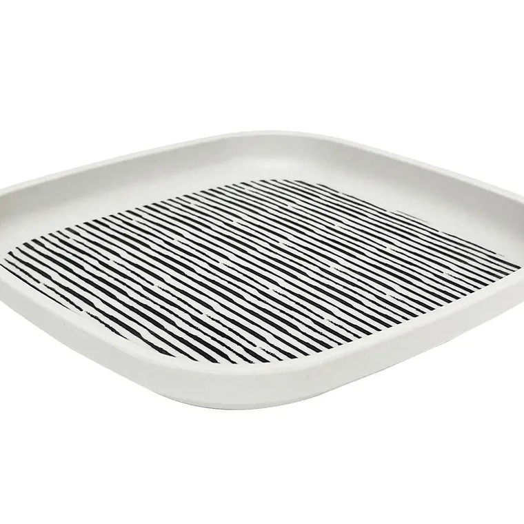 Plato biobamboo Rayas blanco/negro 18.1x2 cm 1