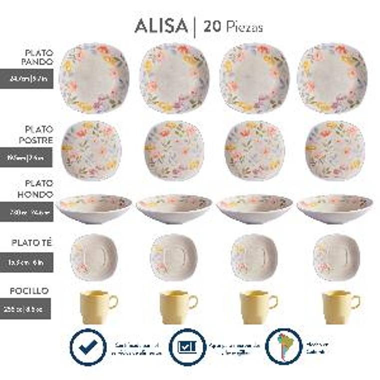 Vajilla Corona Alisa 4 puestos 20 piezas 3