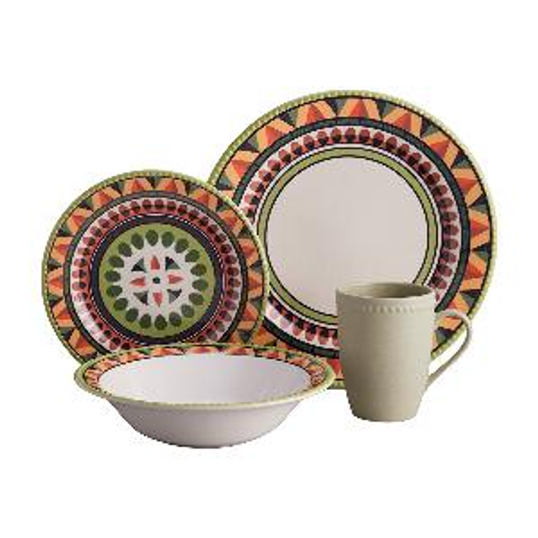 Vajilla Corona Étnica 4 Puestos 16 Piezas 1
