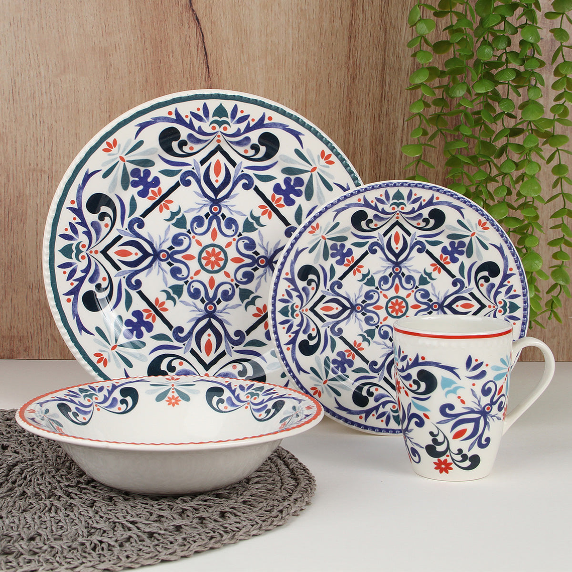 Vajilla Corona Antonella 4 puestos 16 piezas 2