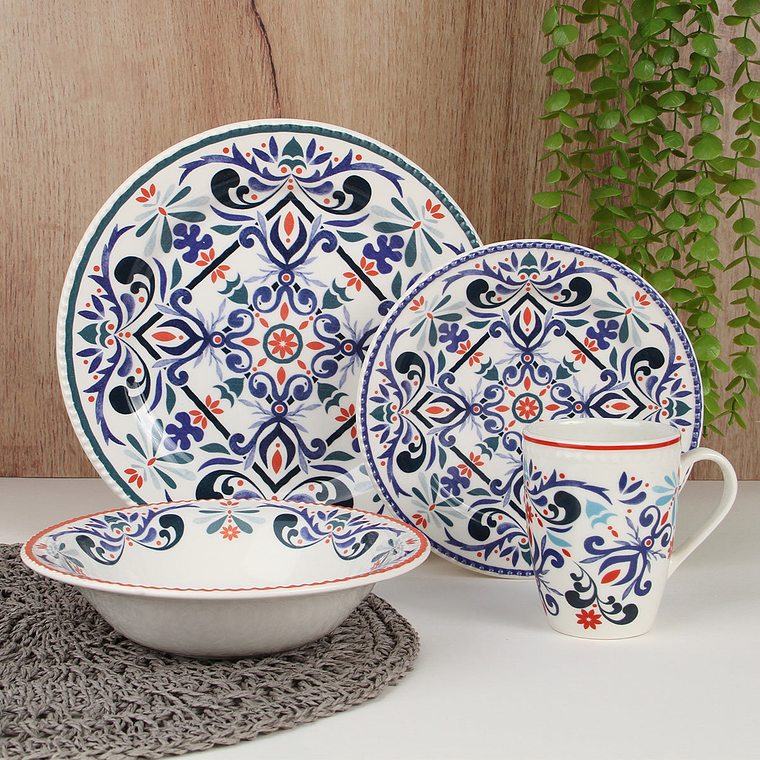 Vajilla Corona Antonella 4 puestos 16 piezas 2