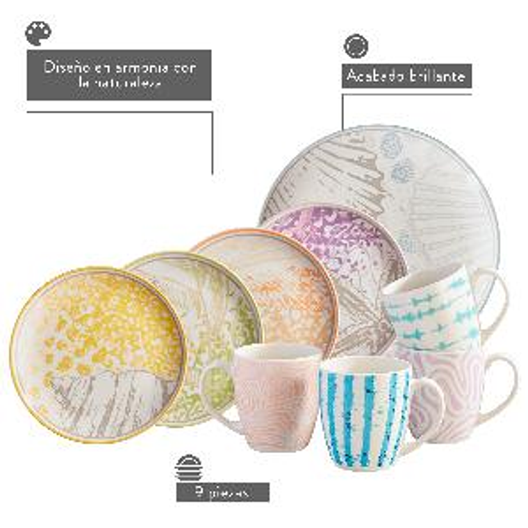 Combo Set 5 Platos Marina + 4 Mugs Yaku 2