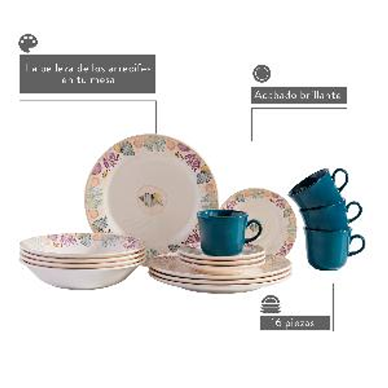 Vajilla Corona Bahari 4 puestos 16 piezas 2