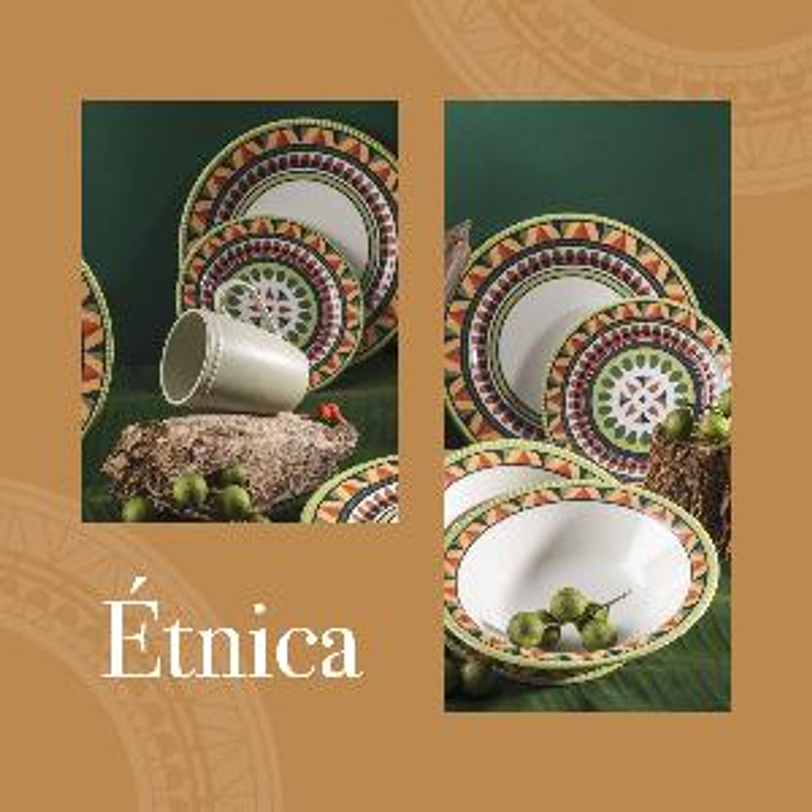 Vajilla Corona Étnica 4 Puestos 16 Piezas 4