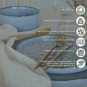 Juego de loza 18 piezas Vajilla Cerámica Mónaco