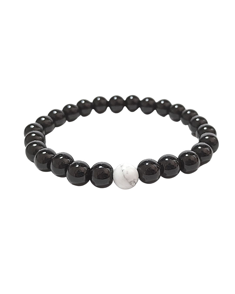 Pulsera Onix Solitario Howlita Blanca