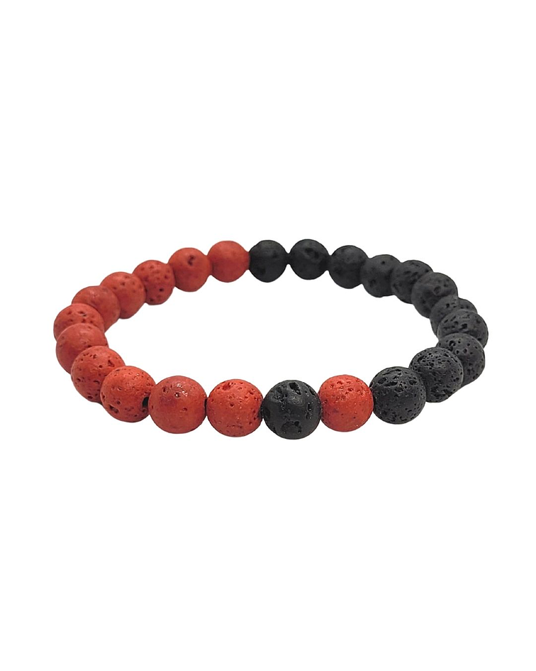 Pulsera Ying Yang Rojo Lava Volcánica