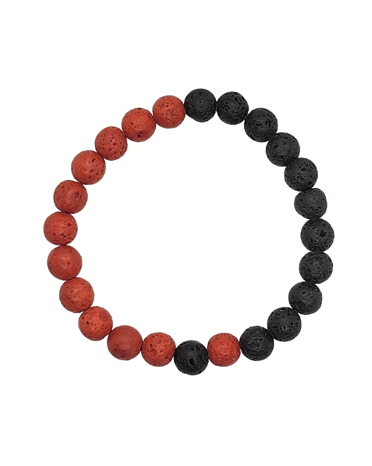 Pulsera Ying Yang Rojo Lava Volcánica