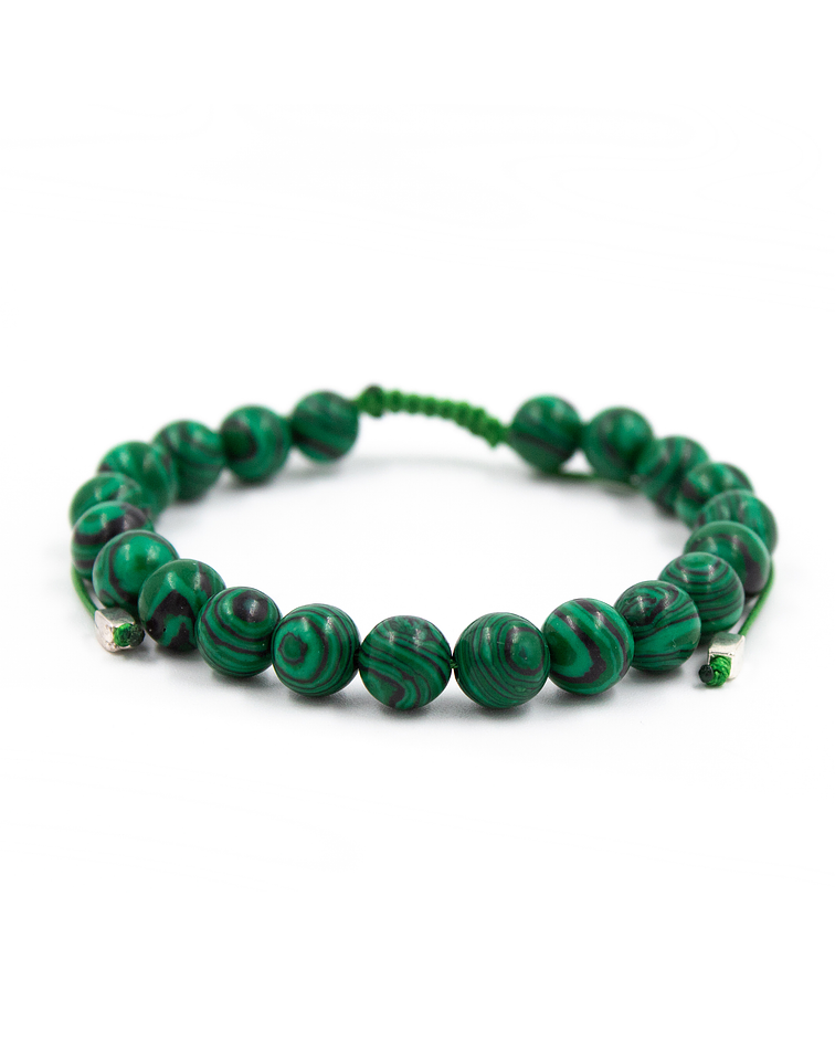 Pulsera Malaquita Verde Cierre Tejido 