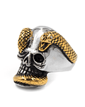 Anillo Calavera Serpiente Dorada