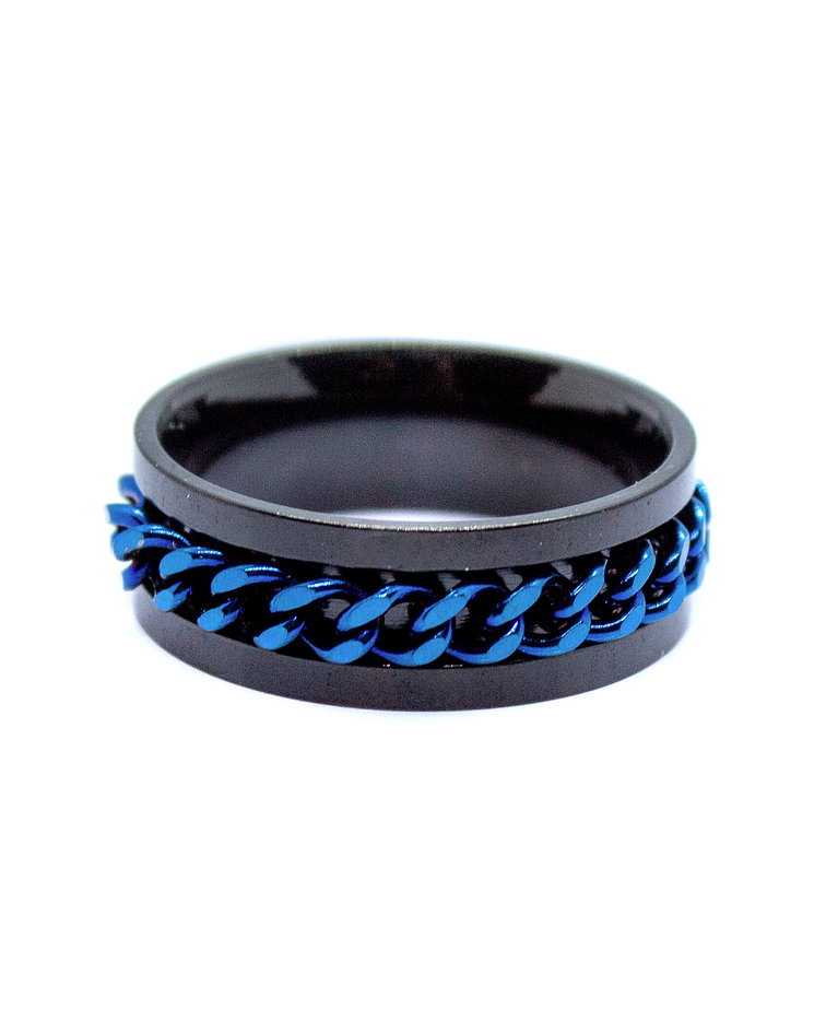 Anillo Spinner Cadena Azul