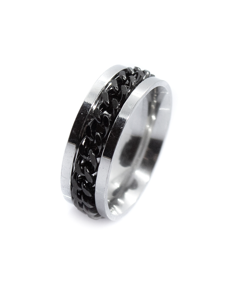 Anillo Spinner Cadena Negra