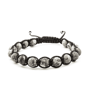 Pulsera Jaspe Gris Tejido Completo