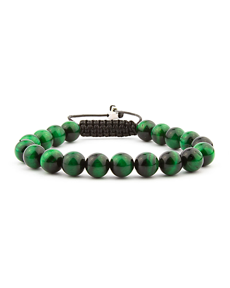 Pulsera Ojo de Tigre Verde Cierre Tejido