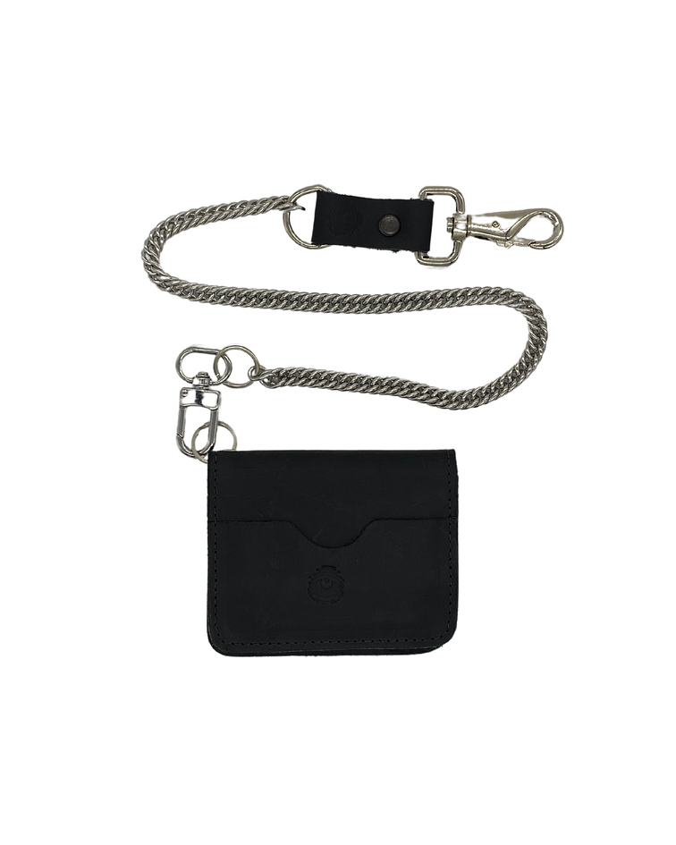 Billetera Leather Minimal Black con Cadena