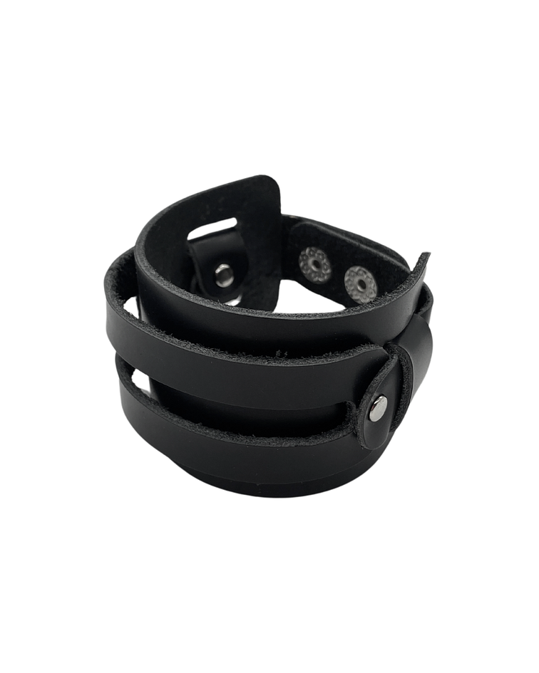 Brazalete Cuero Negro Ajustable