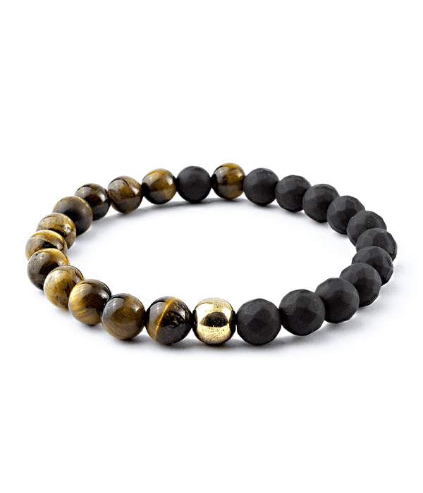 Pulsera Turmalina Facetada Ojo de Tigre Hematita Gold