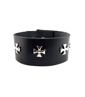 Brazalete Cuero Ironcross, Color Negro