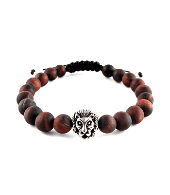 Pulsera Ojo De Tigre Rojo Velvet León