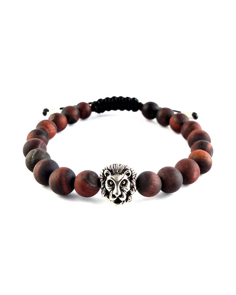 Pulsera Ojo De Tigre Rojo Velvet León