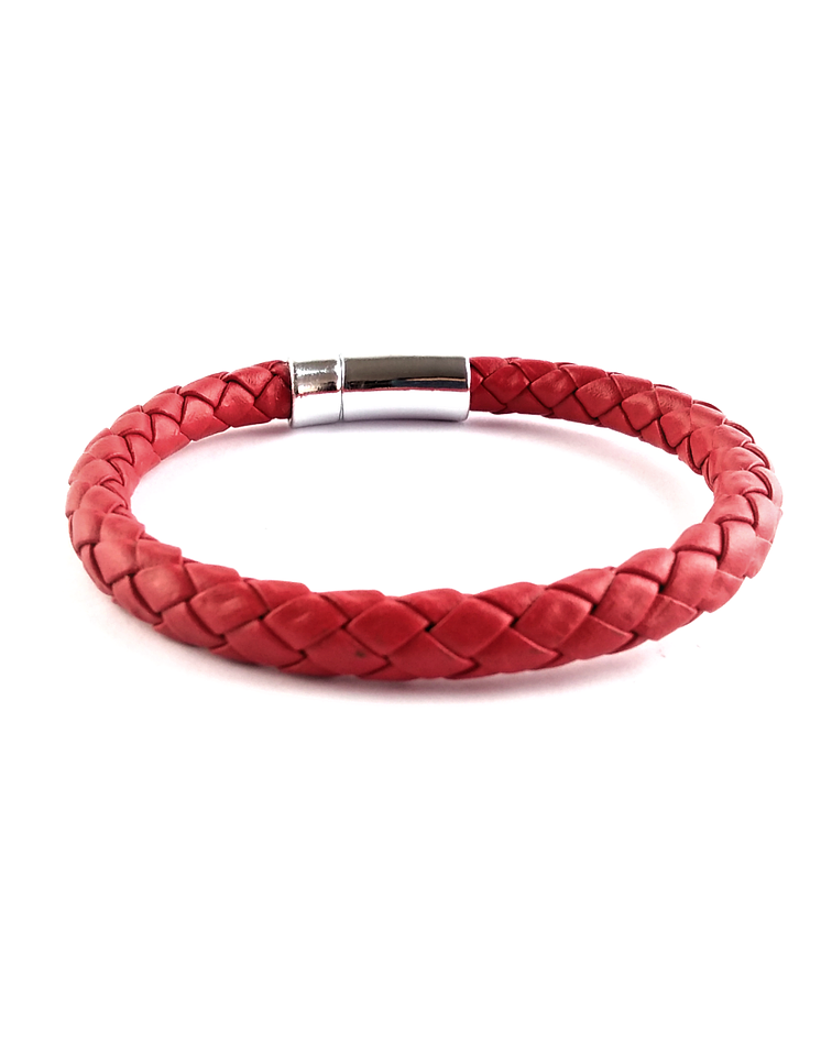 Pulsera Simple Ecocuero Color Rojo