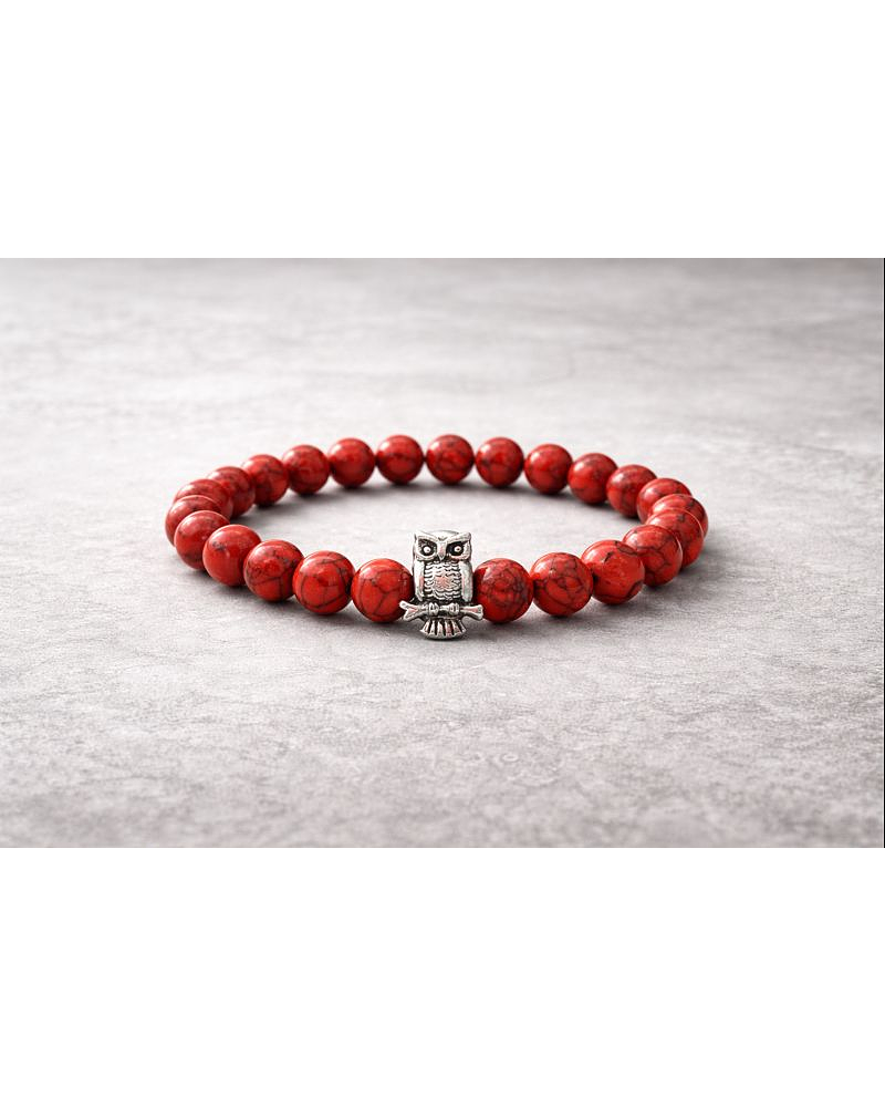 Pulsera Buho Howlita Roja