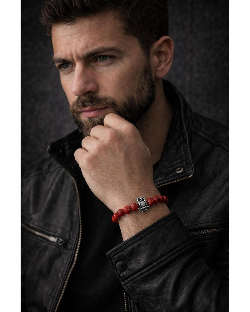 Pulsera Buho Howlita Roja