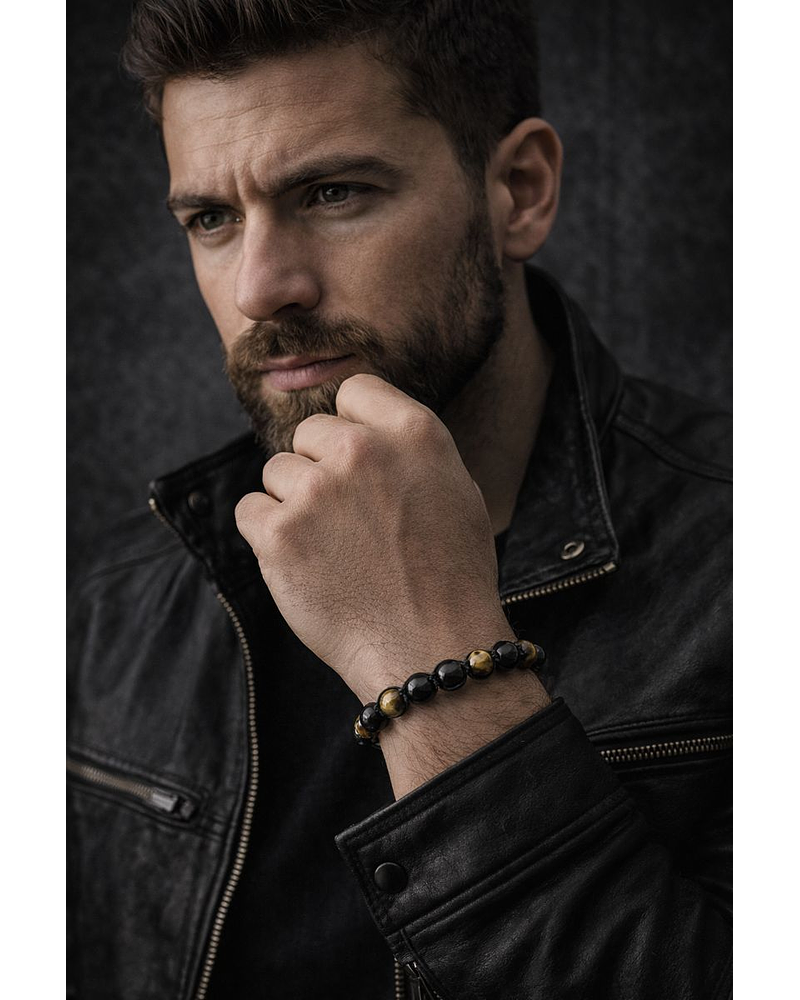 Pulsera Escudo Espiritual [Turmalina - Ojo de Tigre]