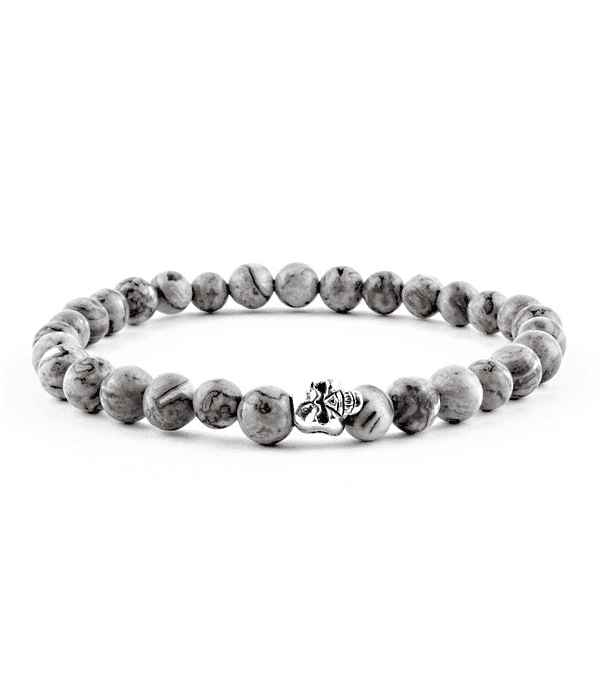 Pulsera Jaspe Gris Calavera Pequeña