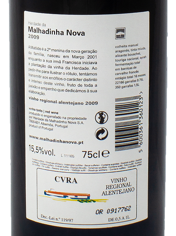 Malhadinha 2009 ( 96,00€ / Litro )