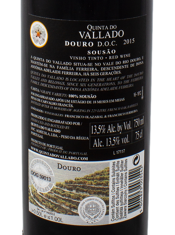 Quinta do Vallado Sousão 2015 ( 28,00€ / Litro )