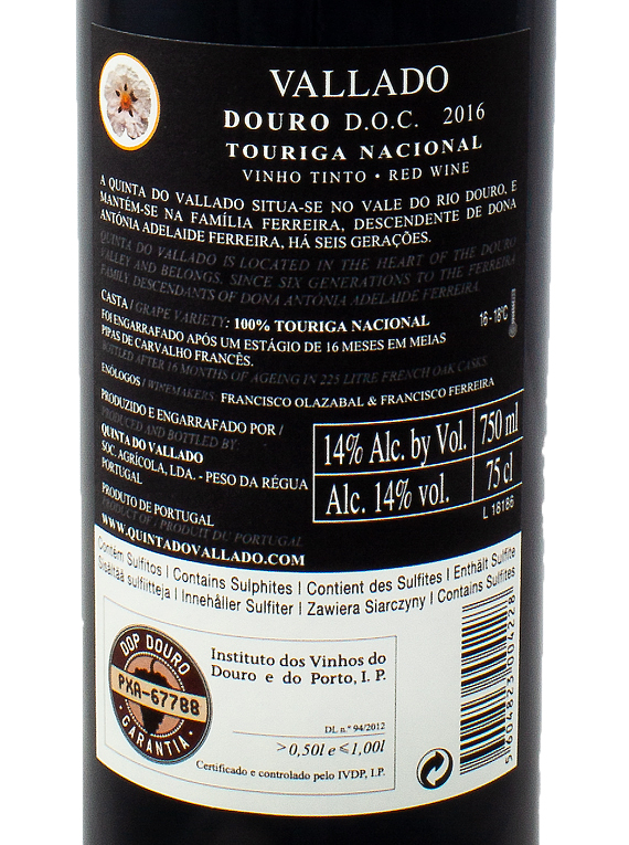 Vallado Touriga Nacional 2016 (40€ / litro)