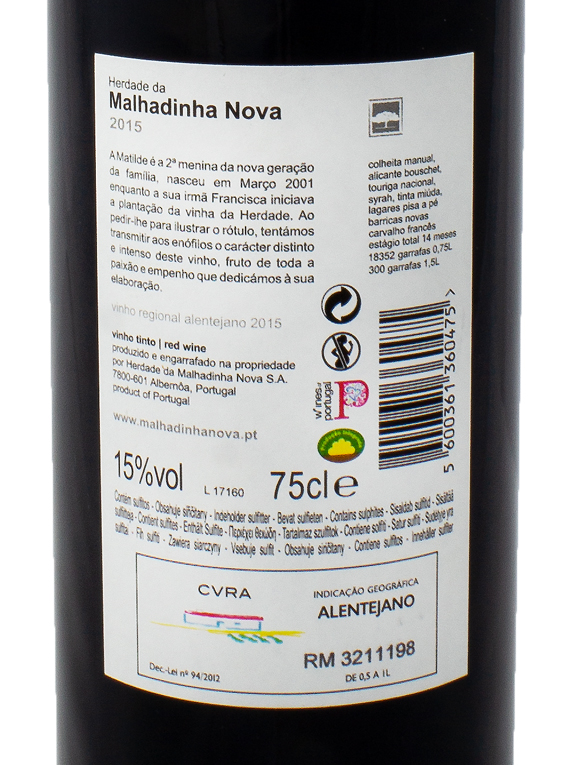 Malhadinha 2015 ( 49,33€ / Litro )