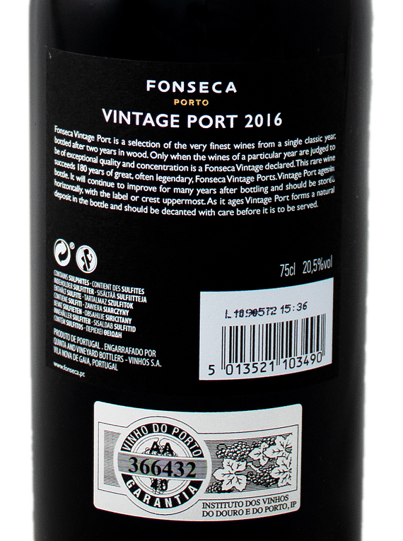 Fonseca Vintage Port 2016 (153,33€ / litro)