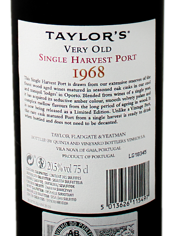Taylor's Very Old Single Harvest Tawny Port 1968 (533,67€ / litro)