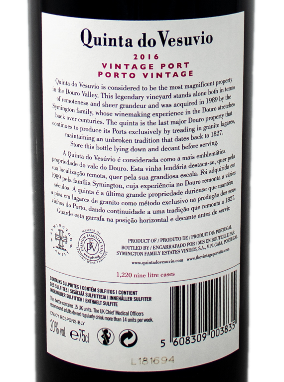 Quinta do Vesuvio Vintage Port 2016 ( 96,00€ / Litro )