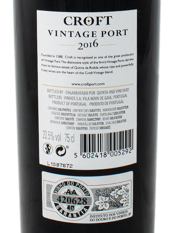 Croft Vintage Port 2016 ( 120,00€/ Litro )